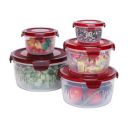 PEARLPET PP Container Circular Plastic Food Storage Container Box Set of 5, Red (300ml, 600ml, 1200ml, 1800ml and 3000ml)...