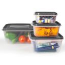 PEARLPET PP Container Rectangular Plastic Food Storage Container with Air Tight Lid | Set of 4, Black (700ml, 1400ml, 2400ml and 4000ml)...