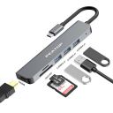 PEATOP® 6 in 1 USB Type-C Hub (3 x USB 3.0 Ports, 1 x SD, 1 x TF-Card, 1 x 4K HDMI) Compatible with MacBook, Windows, C-Type Smartphones and Other Type-C Supported Devices...