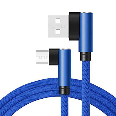 Peatop Nylon Braided L-Shaped Usb Type A Cable For Smartphone, Android Devices (3.3 Feet, Blue)