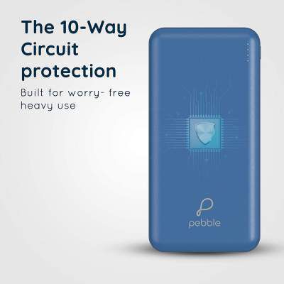 Pebble 10000mAh Li-Polymer Power Bank Volt+ (Blue) with Type-C Input & 12W Fast Charging