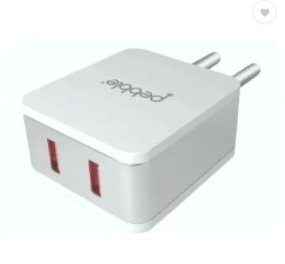 Pebble 20 W Qualcomm 3.0 2.4 A Multiport Mobile Charger with Detachable Cable  (White, Cable Included)