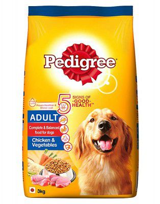 Pedigree Adult Dry Dog Food, Chicken & Vegetables, 3kg Pack