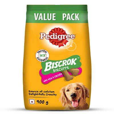 Pedigree Biscrok Biscuits (Above 4 Months) Dog Treats, Chicken with Milk Flavour, 900 g