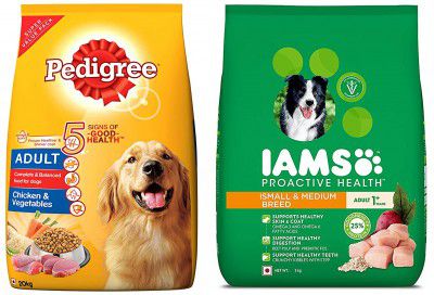 Pedigree & IAMS Combo for Adult Dogs - Chicken & Vegetables Dry Dog Food, 20 kg + Proactive Health (Small & Medium Breed, 1+ Years) 3 kg