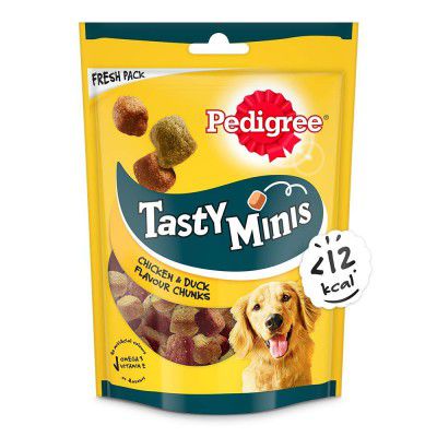 Pedigree Tasty Minis Cubes Adult Dog Treat, Chicken & Duck Flavour Chunks - 130 g Pack