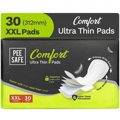 Pee Safe Comfort Ultra Thin Sanitary Pads For Women | XXL | 30 Pads For Rash Free Periods