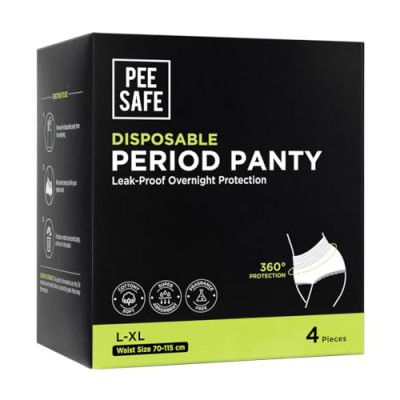 Pee Safe Disposable Period Panties for Women Leak Proof | L-XL | Pack of 4 | 360° Protection | Seamless Fit | Period Panty for Heavy Flow White
