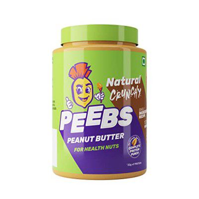 PEEBS Natural Peanut Butter - Crunchy, 1 Kg Saver Pack | 32% Protein | NO Sugar | High Fibre |100% Vegan | ZERO Cholestrol | Single Ingredient Recipe | No Stabilizers | Pet Friendly |