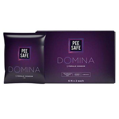 PEESAFE Domina Female Condom No Artificial Colour Dye Made With Natural Rubber Latex Lavender Fragrance With Biodegradable Disposable Bags, 12 Count