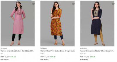Pehnaz Womens Kurtas Starts ₹89
