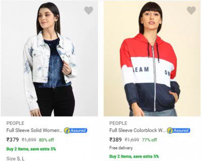 PEOPLE Full Sleeve Solid Women Jacket upto 70% off