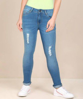 PEOPLE  Women Skinny Mid Rise Dark Blue Jeans
