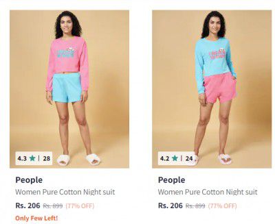 People Women's Night suits at Minimum 70% off