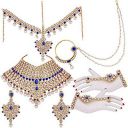 Peora 18K Gold Plated American Diamond Jodha Akbar Bridal Choker Necklace Traditional Jewellery Set for Women Girls...