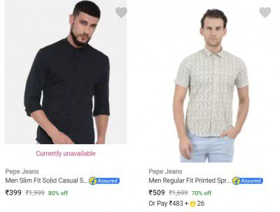 Pepe Jeans Casual Shirts Upto 70% Off