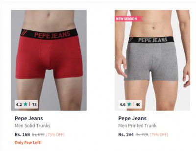 Pepe Jeans Innerwear For Men Minimum 71% Off
