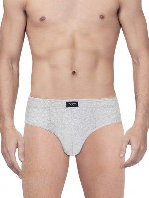 Pepe Jeans Innerwear Men's Cotton Brief (Pack of 2) (CLB01-02_Grey Melange_Grey Melange_70-75_Grey_75 CM)
