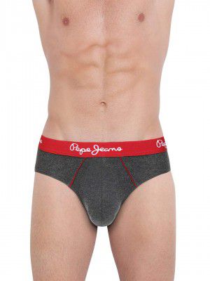 Pepe Jeans Innerwear Men's Solid Cotton Antibacterial Brief (Pack of 2)