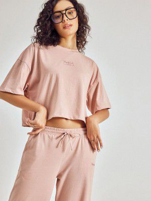 Pepe Jeans Women Solid Round Neck T-shirt & Pyjamas Night Suit