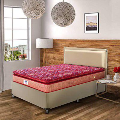 peps Springkoil Bonnell Pillow Top 8-inch Single Size Spring Mattress (Maroon, 75x36x08) with Free Pillow