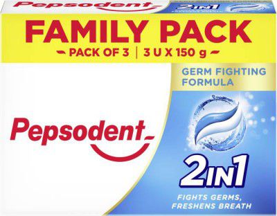 PEPSODENT 2 in 1 | Germ Fighting Formula Toothpaste (450 g, Pack of 3)