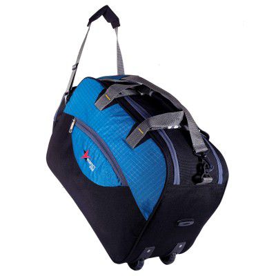 perfect star Polyester Duffle Bag for Travel with 2 Wheels 65 Litre, 23 Cm,(Black Firoza)