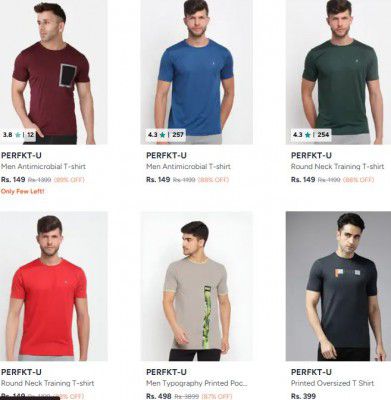 Myntra : Upto 89% OFF - Perfkt U Tshirts | For Mens 