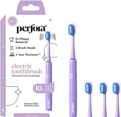 Perfora Battery Powered with 2 Brush Heads| 90 Days Battery Life . Ultra Soft Electric Electric Toothbrush  (Lilac Lavender)