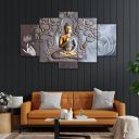 Perpetual Buddha Paintings for Living Room | Painting for Wall Decoration | 3D Wall Art for Bedroom | Gautam Buddha Wall Painting Set of 5 (75x43 Cm) B41(Multi)...