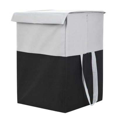 Perpetual Cloth Basket For Laundry - Waterproof Non Woven Cloth Bag For Storage Clothes, Flodable Laundry Basket Bag With Lid And Handle 75 Liters (Grey-BlueBIGi)