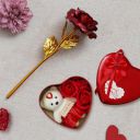 perpetual Heart Shaped Gift Box with Teddy and Roses Gift...