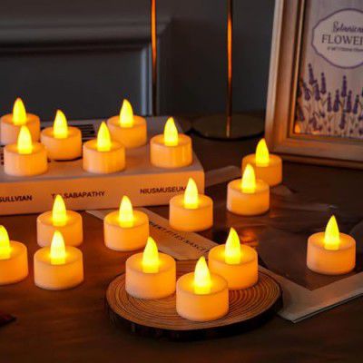 perpetual LED Candles for Home Decoration - Electric Flameless & Smokeless LED Diya Lights, Acrylic Candle for Home Decor, Diwali Festivals Decoration,New Year, Christmas, Festive (Pack of 24)