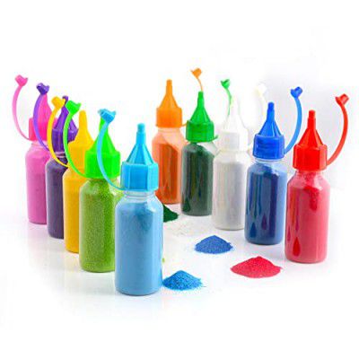 Perpetual Rangoli Colours Powder Bottles for Floor Decorations - Pack of 10
