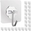 Perpetual Self Adhesive Wall Hooks for Hanging - Heavy Duty, Transparent, Oilproof, Waterproof Hooks (Pack of 20)...