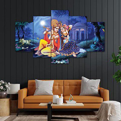 Perpetual Wood Radha Krishna Painting With Frame | Wall Painting For Bedroom(75X43 Cm)(Multicolor)