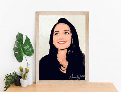 Personalized Acrylic Portrait with Photo Frame | Handmade Custom Art for Home Decor | Unique Gifts for Men, Women, Kids, Couples, and Families ((8X12 Inch))