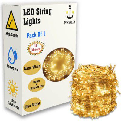 PESCA 40 LEDs 11 m Yellow Steady String Rice Lights  (Pack of 1)