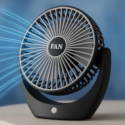 PESOMA 6 Inch Rechargeable Mini Table Fan – 2400mAh , Office, Kitchen (Black)