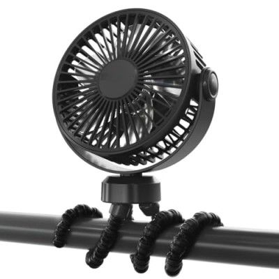 PESOMA Stroller Fan, Portable Handheld Mini Clip on Fan with Flexible Tripod, USB or Battery Powered DeskFan, 3 Speeds Personal fan for Car Seat,Bike,Camping-552-Tripod