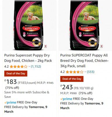 Pet Foods @ 75% Discount
