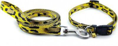 Pet Guard Cat collar set personalized Tiger Print design 15 mm 1 pcs Dog Collar & Leash  (Medium, Multicolour)