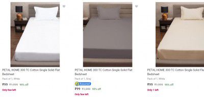 Petal Home Bedsheets starting @ Rs 99