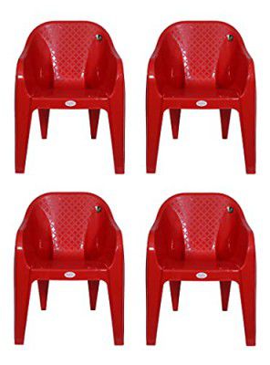 PETALS Plastic Chair for Living Room | Armchairs Set of 4 | Arm Chair | Capacity Upto 150 Kgs | 3 Years Warranty