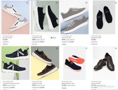 Peter England Footwear upto 80% off starting From Rs.378