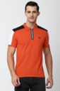 PETER ENGLAND  Men Printed Polo Neck Poly Cotton Orange T-Shirt...