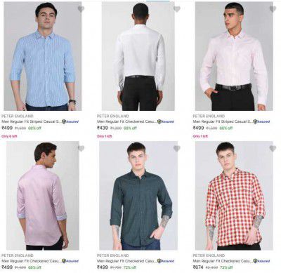 Flipkart : Upto 73% OFF | Peter England Men Shirts Start at ₹439
