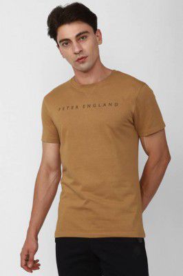 PETER ENGLAND Men Solid Crew Neck Polycotton Brown T-Shirt