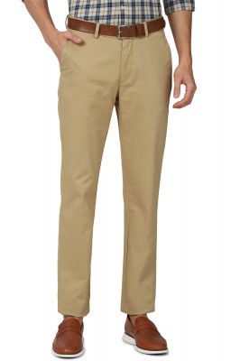 Peter England Men's Mid Rise Slim Casual Pants