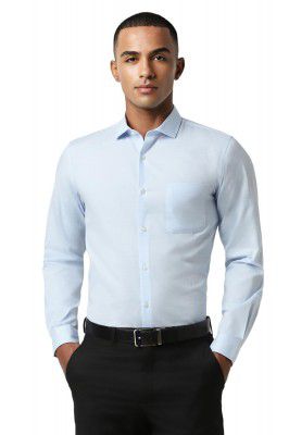 Peter England Men's Classic Textured Slim Fit Full Sleeve Shirt